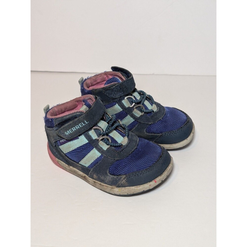 Merrell Girls Bare Steps Hiking Shoes Boots 6 M Toddler Kids Blue Pink Ridge